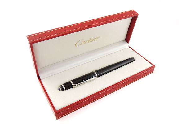 Penna stilografica Cartier in resina nera e palladio