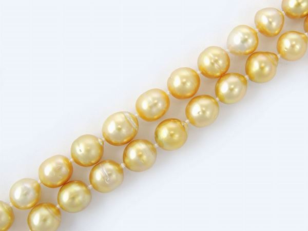 Collana di perle coltivate barocche gialle