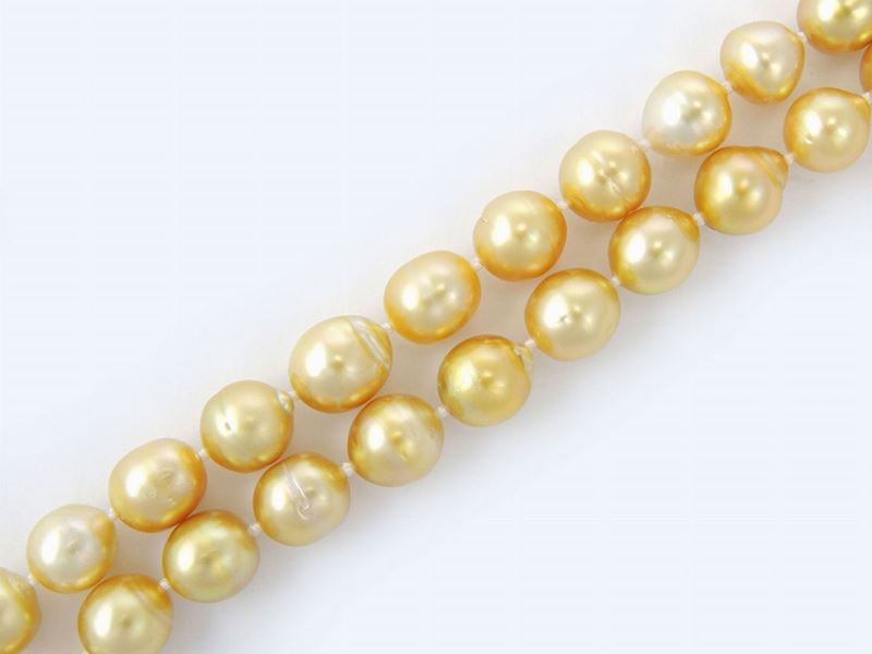 Collana di Perle Coltivate Barocche Gialle