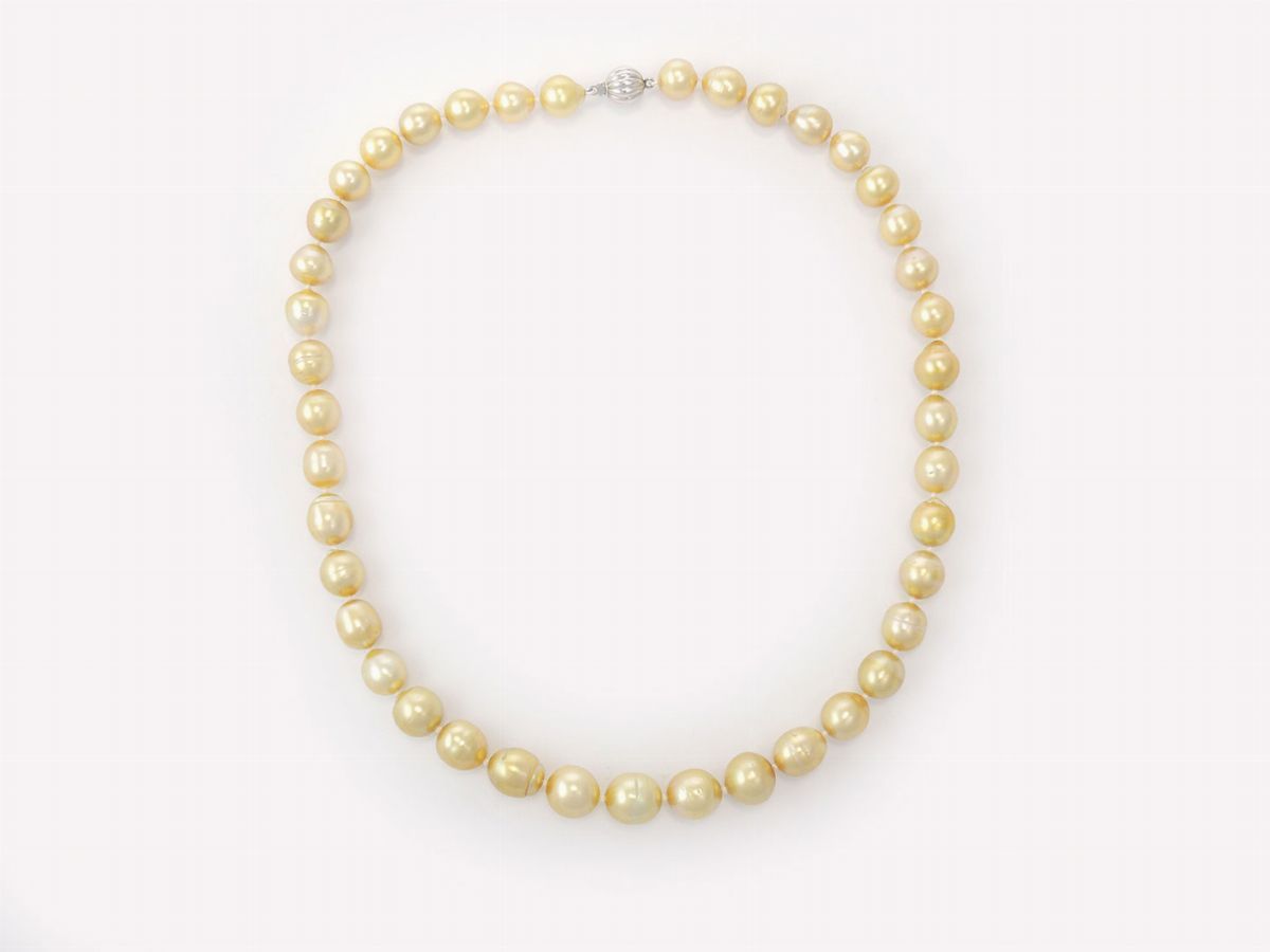 Collana di Perle Coltivate Barocche Gialle