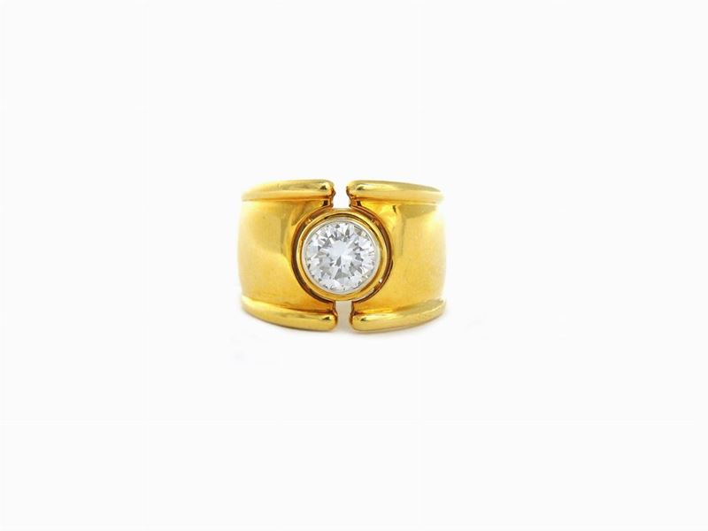 Anello Solitario Damiani in Oro Giallo con Diamante