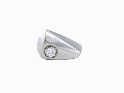 Anello Solitario in Oro Bianco con Diamante