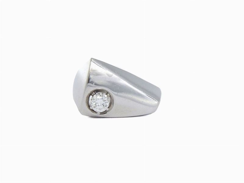 Anello Solitario in Oro Bianco con Diamante