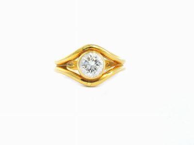 Anello Solitario Damiani in Oro Giallo con Diamante