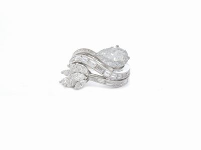Anello Contrariè in Platino con Diamanti
