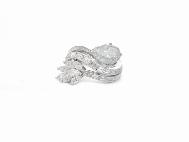 Anello Contrariè in Platino con Diamanti