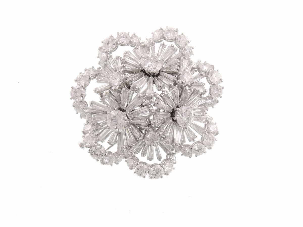 Demi Parure Spilla e Orecchini in Oro Bianco con Diamanti