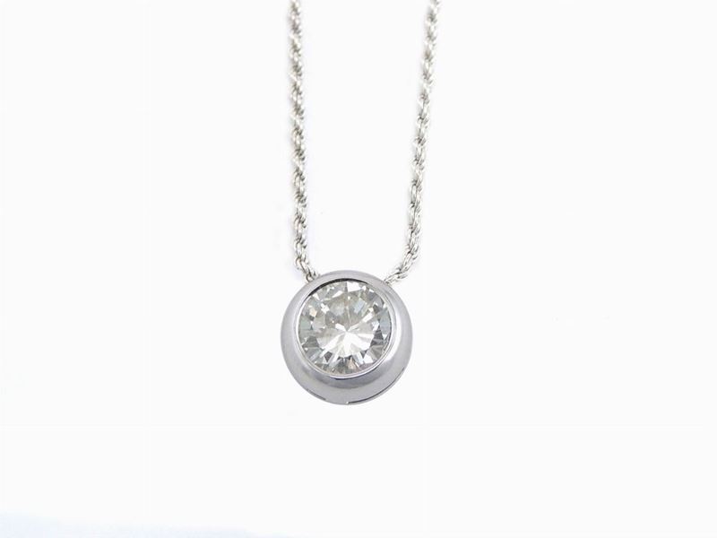 Catenina Torchon e Punto Luce in Oro Bianco con Diamante