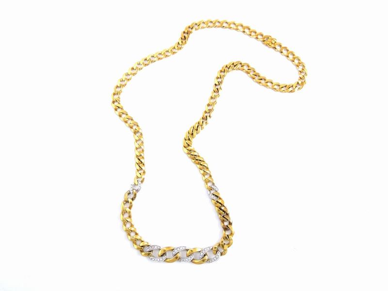 Collana in Oro Giallo e Bainco con Diamanti