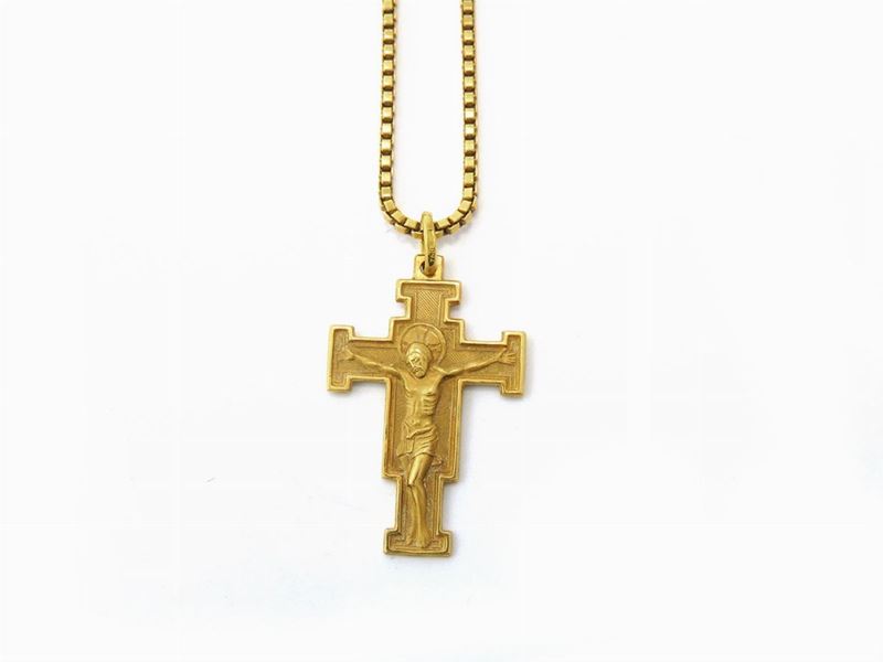 Collana con Due Pendenti in Oro Giallo