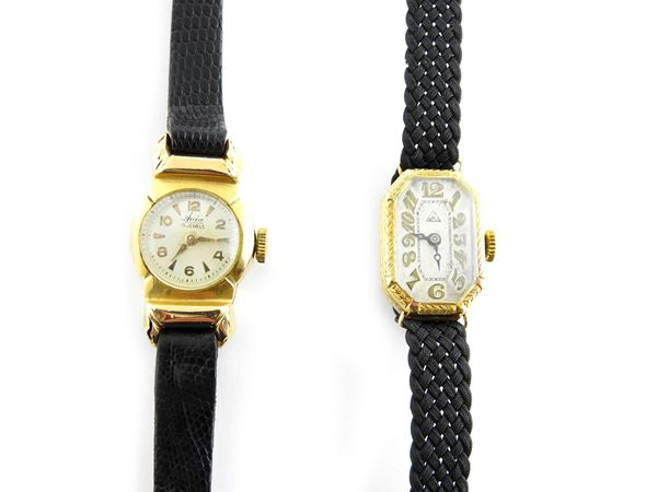 Due orologi da polso per donna in oro giallo
