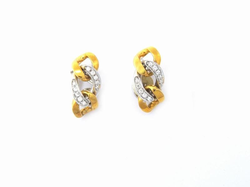 Orecchini in Oro Bianco e Giallo con Diamanti