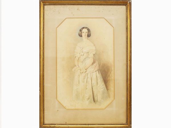 Scuola inglese della prima met&#224; del XIX secolo : Portrait of Miss I. Drury  - Auction The Art of Furnishing - Maison Bibelot - Casa d'Aste Firenze - Milano