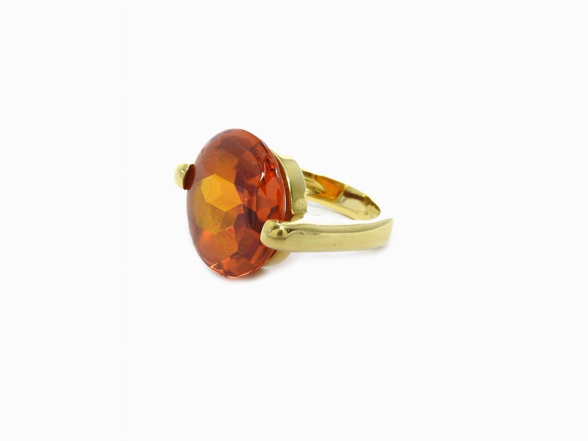 Anello in Oro Giallo con Quarzo Citrino