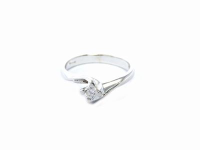 Anello Solitario Meridien in Oro Bianco con Diamante