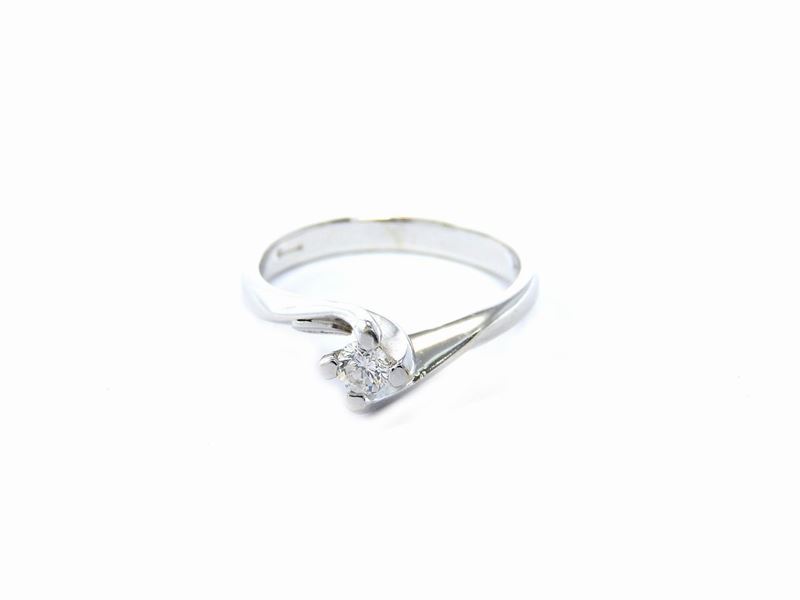 Anello Solitario Meridien in Oro Bianco con Diamante