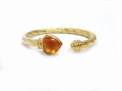 Bracciale Rigido in Oro Giallo con Quarzo Citrino