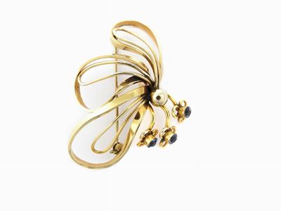 Spilla in Oro Giallo con Gemme Sintetiche