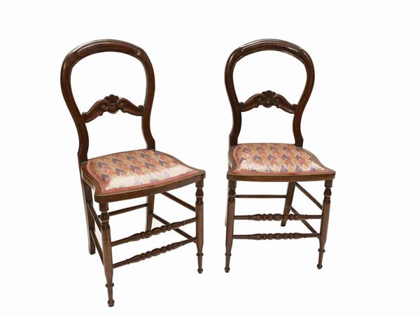 A set of three walnut chairs  (end of the 19th century)  - Auction Furniture and paintings from florentine apartment - Maison Bibelot - Casa d'Aste Firenze - Milano