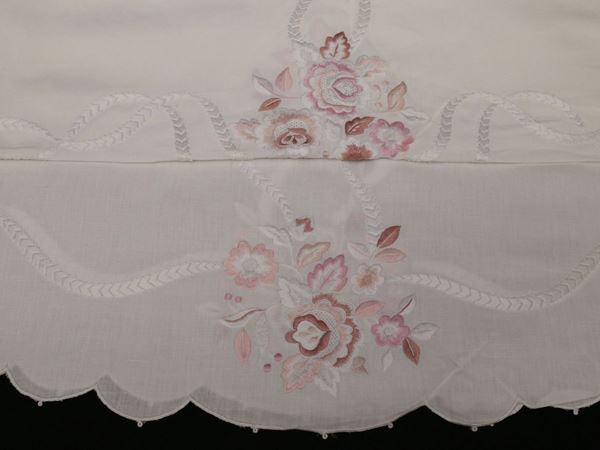 A white linen tablecloth, florentine manufacture