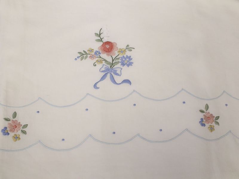 Parure per Letto Matrimoniale in Puro Lino Bianco, Artigianato Fiorentino