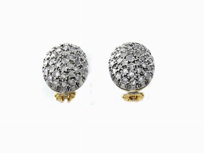 Orecchini in Oro Giallo e Argento con Diamanti
