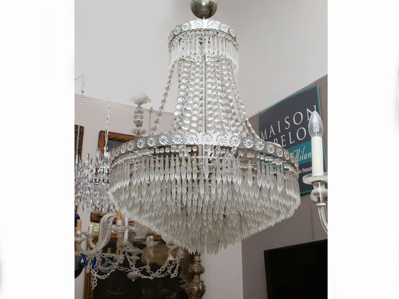 Lampadario a Paniere in Cristallo