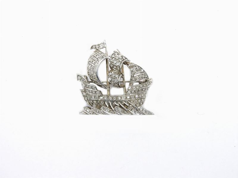 Spilla in Oro Bianco con Diamanti