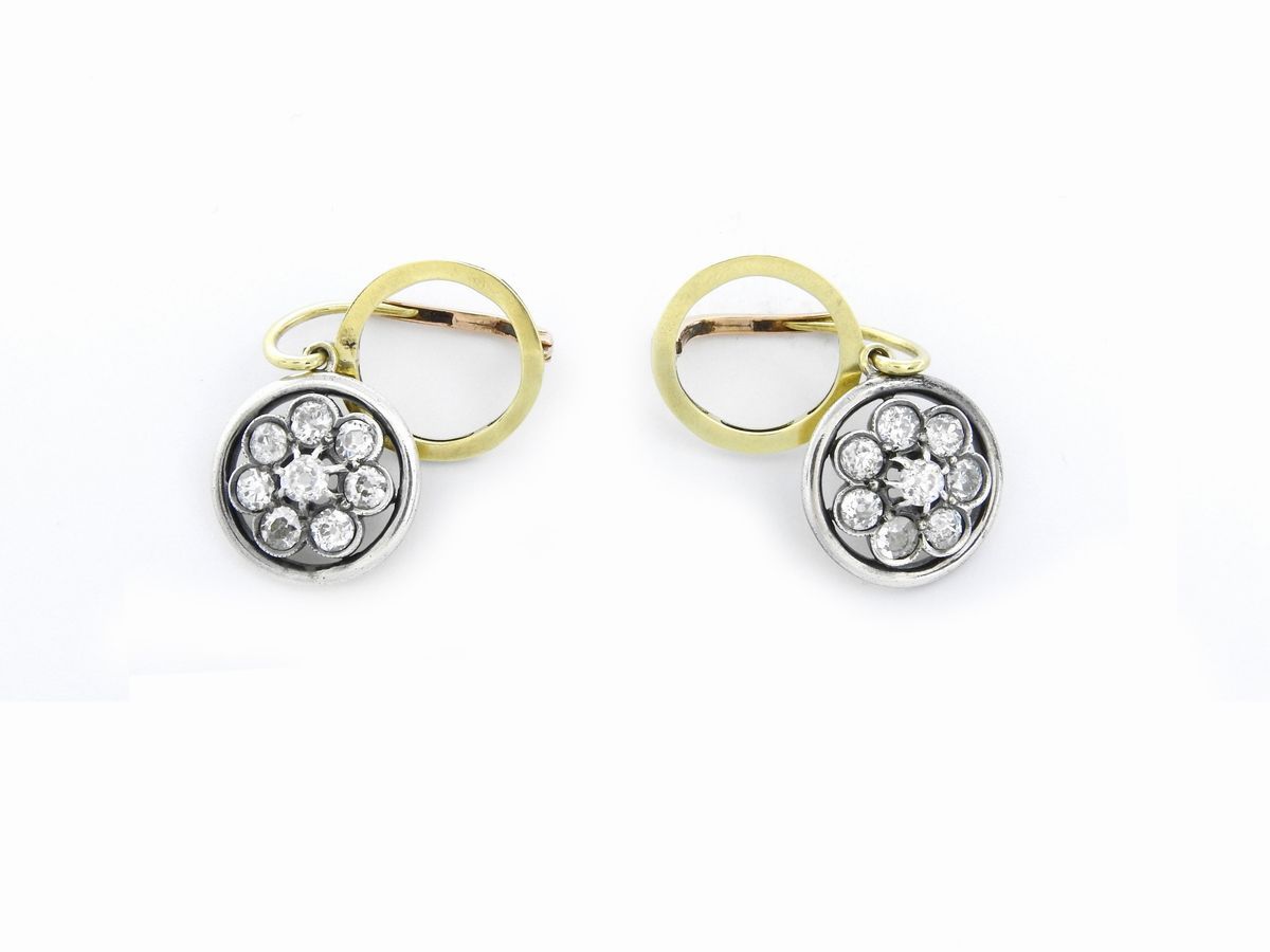 Orecchini in Oro Giallo e Argento con Diamanti