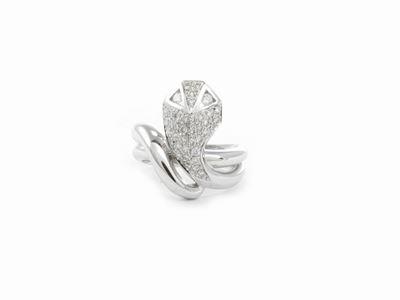 Anello Animalier in Oro Bianco con Diamanti