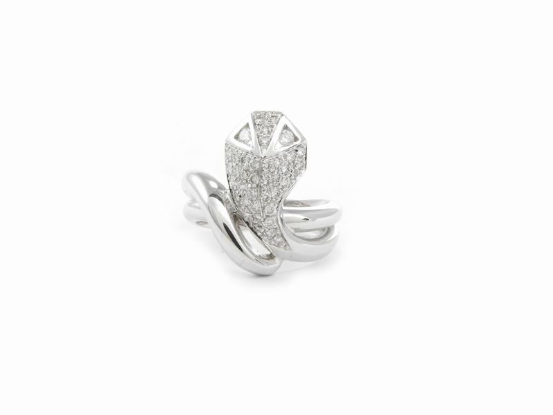 Anello Animalier in Oro Bianco con Diamanti
