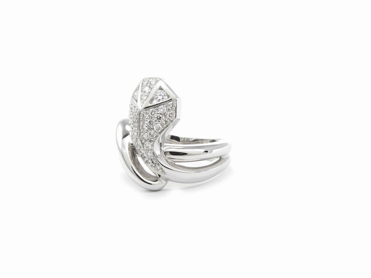 Anello Animalier in Oro Bianco con Diamanti
