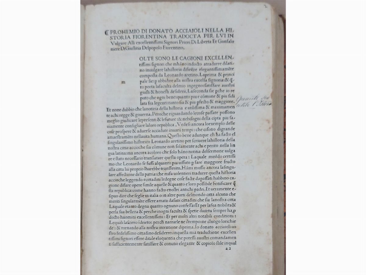 Leonardo Bruni Aretino - Le Historie Eiorentine [sic]