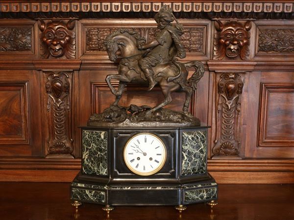 A metal and marble orientalist clock