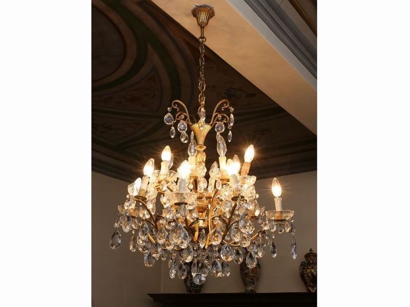 Lampadario in Metallo Dorato