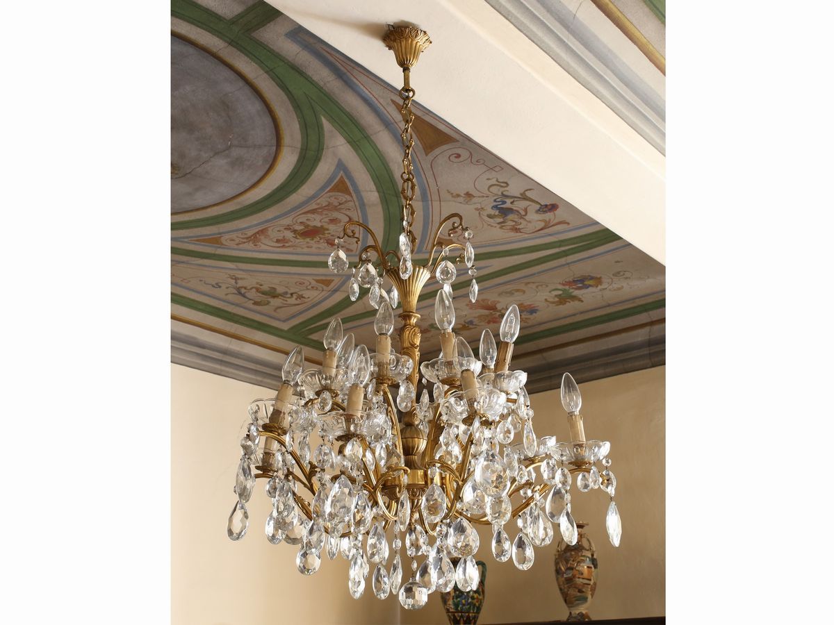 Lampadario in Metallo Dorato