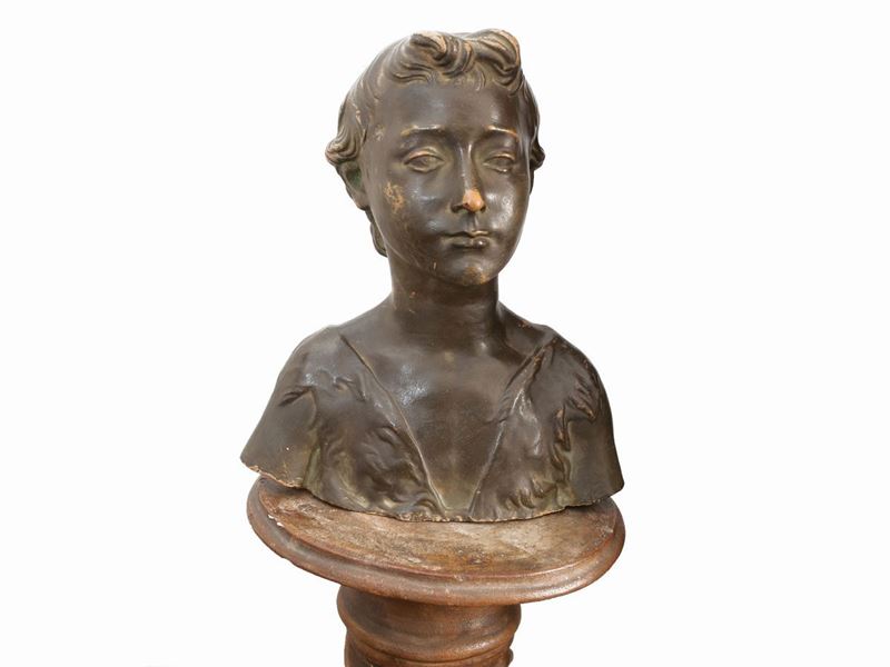 Busto in Terracotta Patinata Ad Imitazione del Bronzo