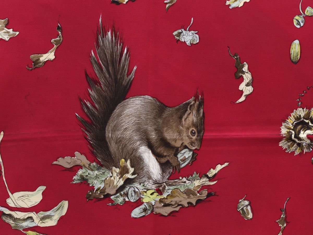 Foulard Carré in Seta "les Ecureuils Squirrels", Hermès