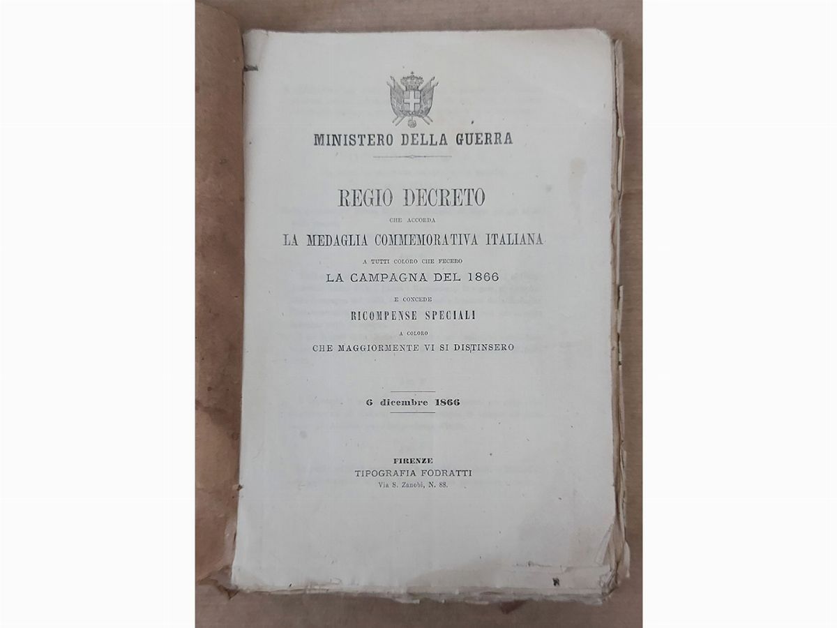 Lotto di Libri, Opuscoli e Riviste Militari Dell'ottocento