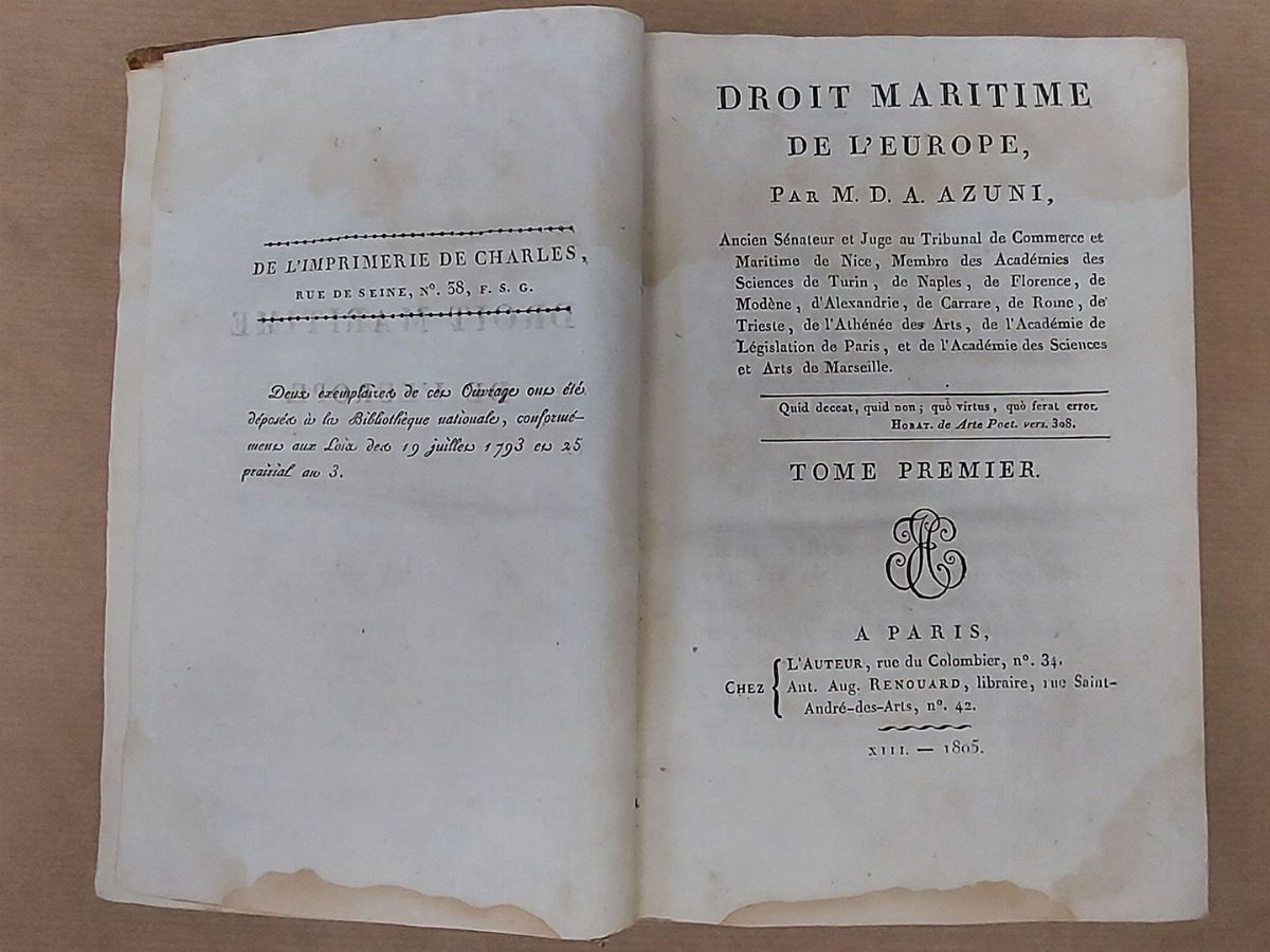 Domenico Alberto Azuni - Droit Maritime De L'europe