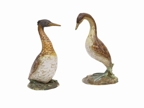 A pair of ceramic birds, Zaccagnini Florence  - Auction Furniture and paintings from florentine apartment - Maison Bibelot - Casa d'Aste Firenze - Milano