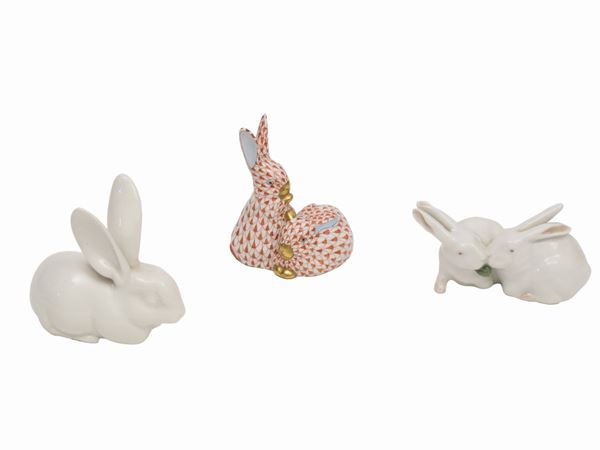 Lotto di coniglietti in porcellana