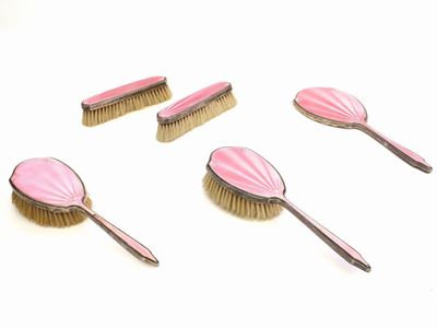 Set da Toieltte in Argento e Smalti Guilloché