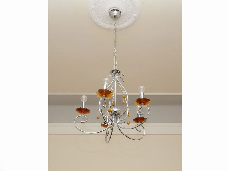 Lampadario in Metallo Cromato
