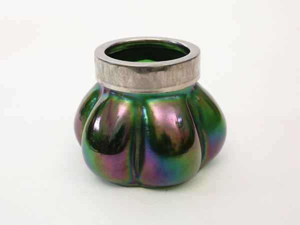 A small iridescent vase
