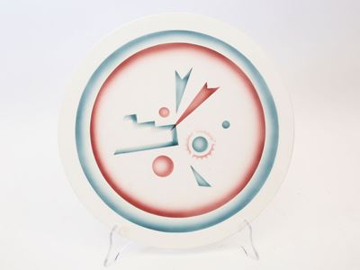 Placca Circolare in Ceramica di Gusto Futurista
