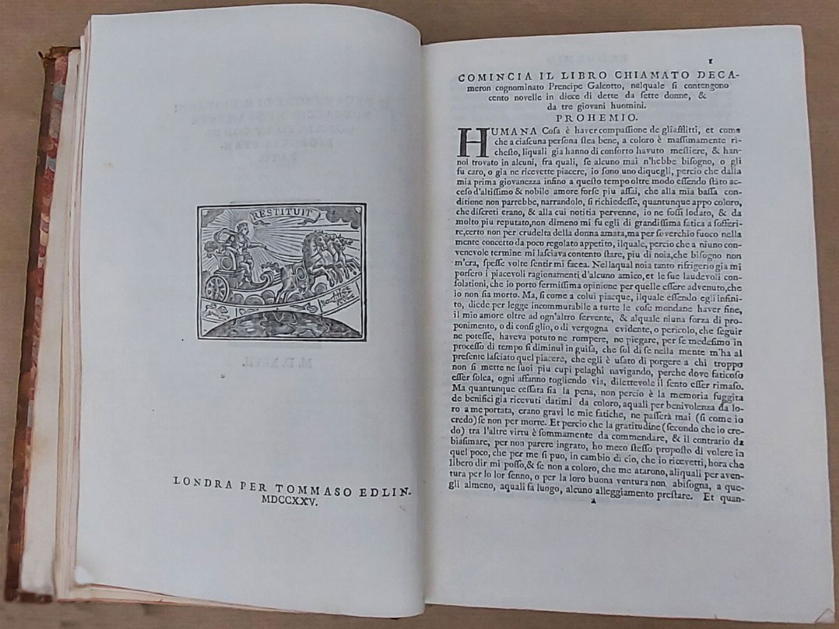 Il Decameron di Messer Giovanni Boccaccio del 1527