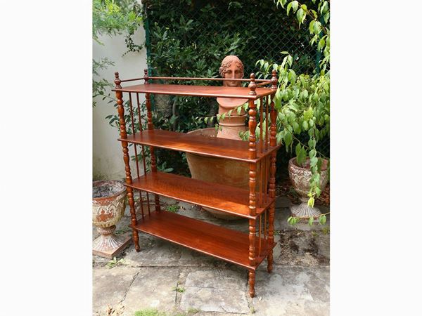 A walnut library etagere