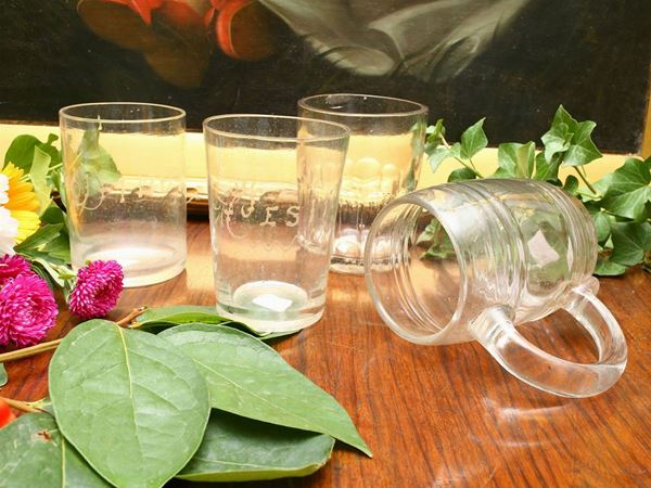 Four vintage glass glasses  - Auction Tuscan style: curiosities from a country residence - Maison Bibelot - Casa d'Aste Firenze - Milano