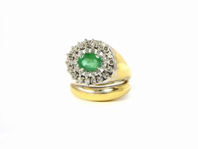 Anello Animalier in Oro Giallo con Diamanti e Smeraldo